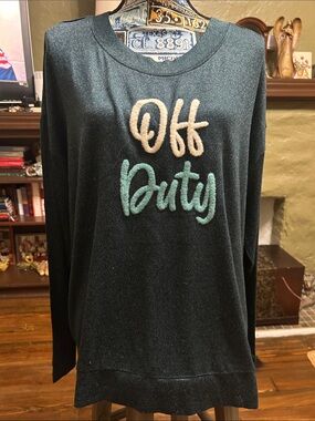 Secret Treasures Teal Long Sleeve 'Off Duty' Cozy Sleep Top